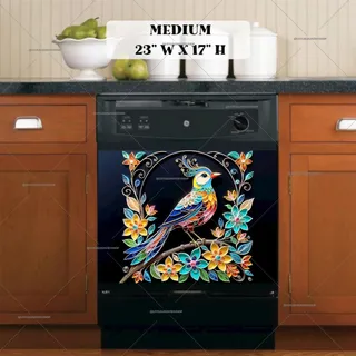 Preview of Ornate Folklore Bird magnet in Medium size.