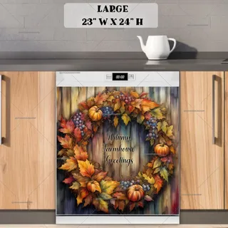 Preview of Autumn Farmhouse Wreath magnet in Large size.