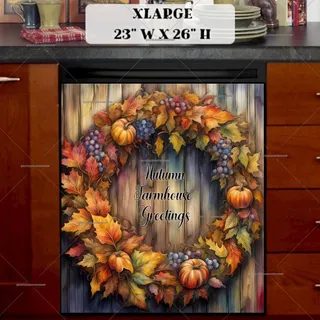 Preview of Autumn Farmhouse Wreath magnet in Extra Large size.