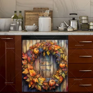 Preview of Autumn Farmhouse Wreath magnet.