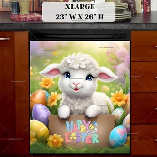 Preview of Easter Lamb with a Sign magnet in Extra Large size.