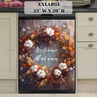 Preview of Autumn Cotton Flower Wreath magnet in XX Large size.