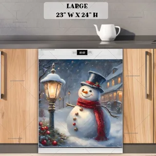 Preview of Christmas Lamp Post and Snowman magnet in Large size.