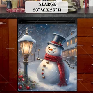 Preview of Christmas Lamp Post and Snowman magnet in Extra Large size.