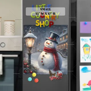 Preview of Christmas Lamp Post and Snowman magnet in Small size.