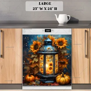 Preview of Autumn Sunflower Lantern magnet in Large size.