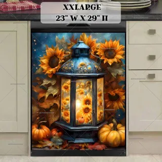 Preview of Autumn Sunflower Lantern magnet in XX Large size.