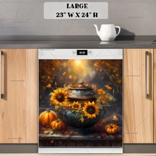 Preview of Witch Cauldron and Sunflowers magnet in Large size.