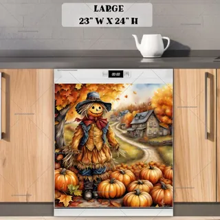 Preview of Smiling Scarecrow in the Village magnet in Large size.