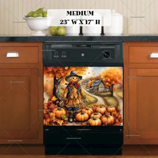 Preview of Smiling Scarecrow in the Village magnet in Medium size.