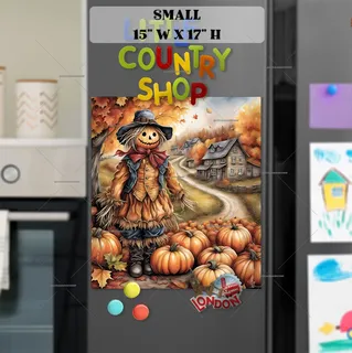 Preview of Smiling Scarecrow in the Village magnet in Small size.