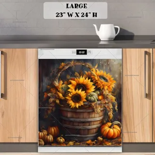 Preview of Autumn Sunflower Bucket magnet in Large size.