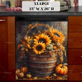 Preview of Autumn Sunflower Bucket magnet in Extra Large size.