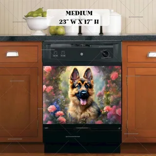 Preview of Baby German Shepherd in the Garden magnet in Medium size.