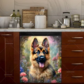 Preview of Baby German Shepherd in the Garden magnet.