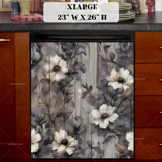 Preview of Blossoms on Grey Wood Background magnet in Extra Large size.