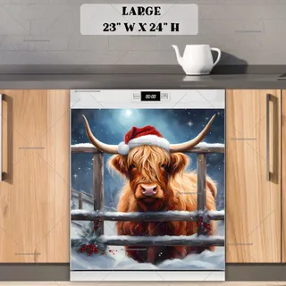 Preview of Highland Cow in Santa Hat magnet in Large size.