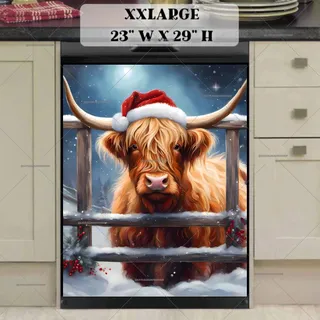 Preview of Highland Cow in Santa Hat magnet in XX Large size.