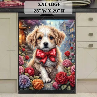 Preview of Valentine’s Puppy and Flowers magnet in XX Large size.