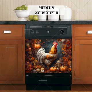 Preview of Pretty Autumn Rooster magnet in Medium size.
