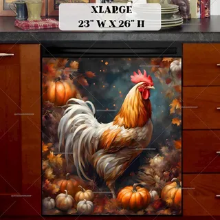 Preview of Pretty Autumn Rooster magnet in Extra Large size.