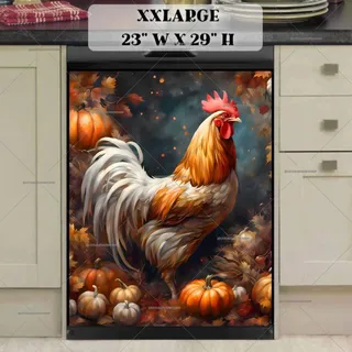 Preview of Pretty Autumn Rooster magnet in XX Large size.