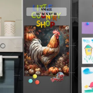 Preview of Pretty Autumn Rooster magnet in Small size.