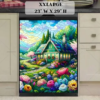 Preview of Stained Glass Summer Cottage magnet in XX Large size.