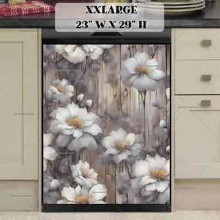 Preview of Grey Flowers on Wood Background magnet in XX Large size.