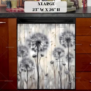 Preview of Grey Dandelions on Wood Background magnet in Extra Large size.