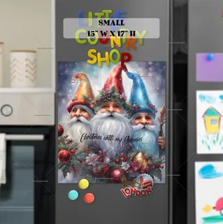 Preview of Cute Christmas Gnomies magnet in Small size.