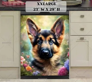 Preview of Summer German Shepherd Puppy magnet in XX Large size.