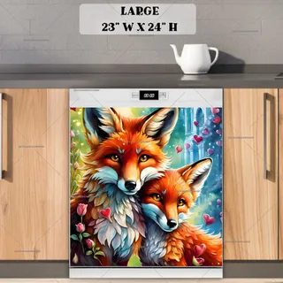 Preview of Cute Valentine's Day Fox Couple magnet in Large size.