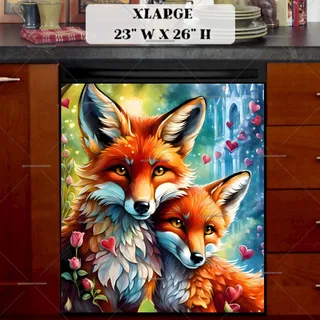 Preview of Cute Valentine's Day Fox Couple magnet in Extra Large size.