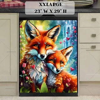 Preview of Cute Valentine's Day Fox Couple magnet in XX Large size.