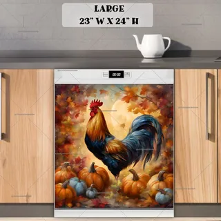 Preview of Colorful Pumpkins and Rooster magnet in Large size.