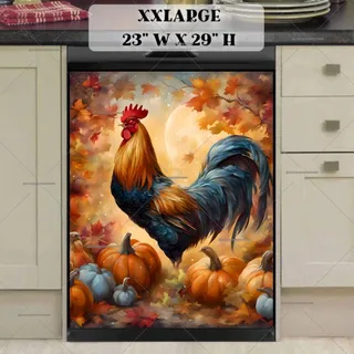 Preview of Colorful Pumpkins and Rooster magnet in XX Large size.