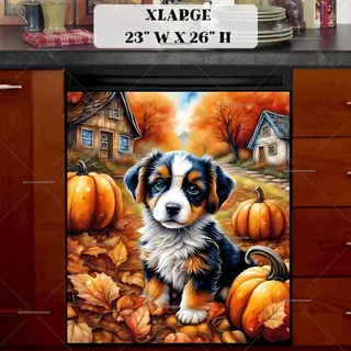 Preview of Adorable Pumpkin Puppy magnet in Extra Large size.