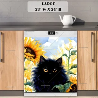Preview of Milo the Cat in the Sunflower Garden magnet in Large size.