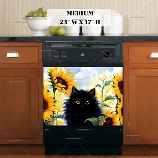Preview of Milo the Cat in the Sunflower Garden magnet in Medium size.