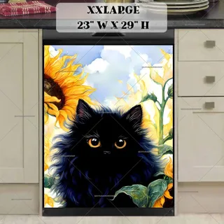 Preview of Milo the Cat in the Sunflower Garden magnet in XX Large size.