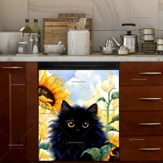 Preview of Milo the Cat in the Sunflower Garden magnet.