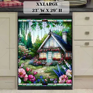 Preview of Stained Glass Summer Cottage magnet in XX Large size.