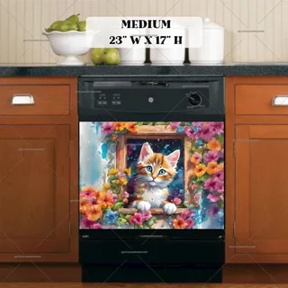 Preview of Cat in the Flower Window magnet in Medium size.