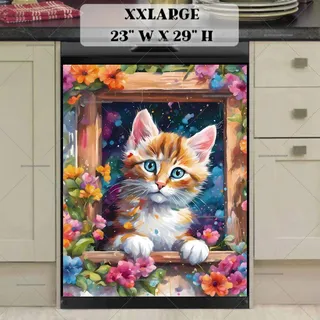 Preview of Cat in the Flower Window magnet in XX Large size.