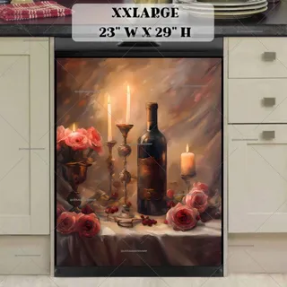 Preview of Still Life with Candles, Wine and Roses magnet in XX Large size.