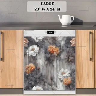 Preview of Painted Flowers on Wood Design magnet in Large size.