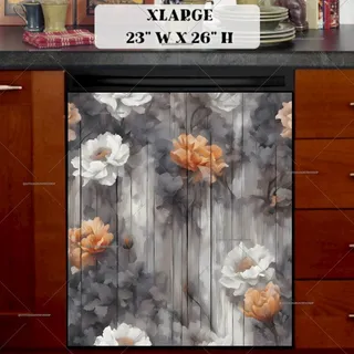 Preview of Painted Flowers on Wood Design magnet in Extra Large size.