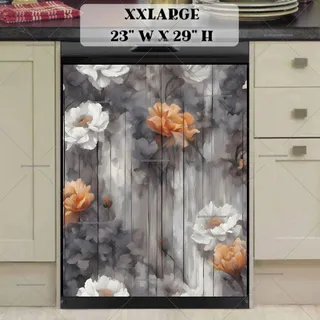 Preview of Painted Flowers on Wood Design magnet in XX Large size.