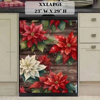 Preview of Lovely Poinsettias on Wood magnet in XX Large size.